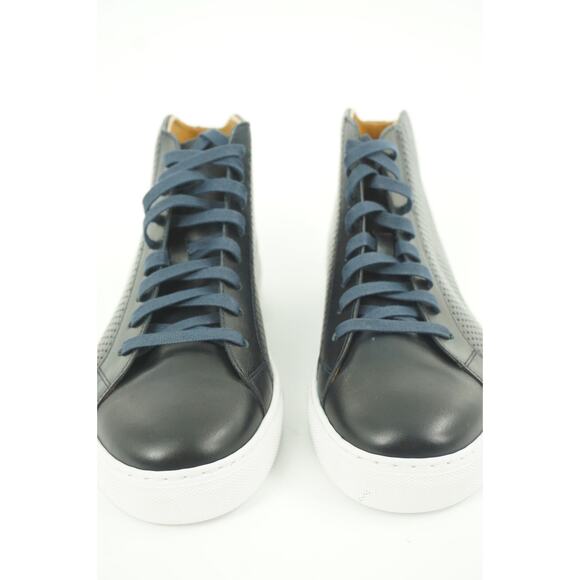 Magnanni Mack Blue Perforate Leather Lace Up D Sneaker SZ 7.5 NIB $335 High Top - Picture 9 of 12